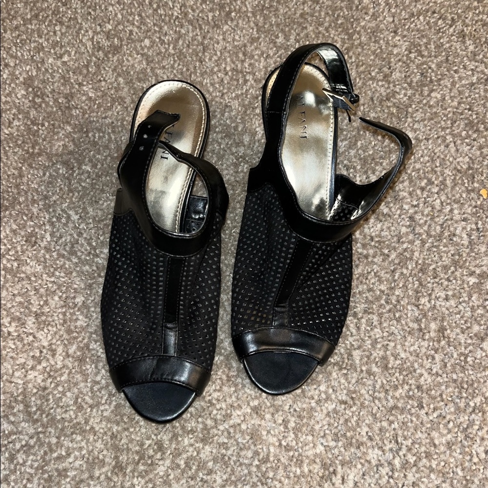 Alfani 8 black open toed heels with stiletto heels